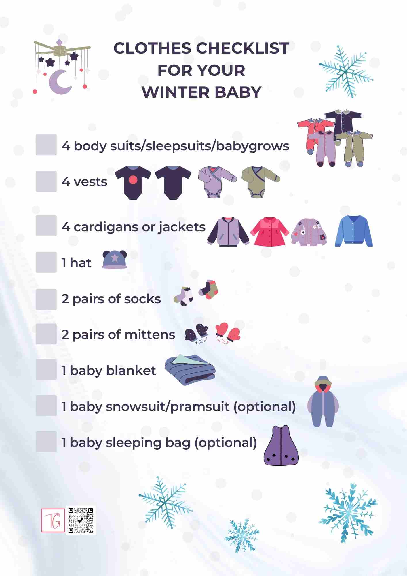 Winter baby clothing checklist Tina Gibbs