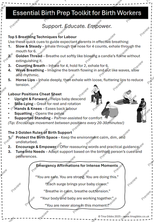 Essential one-page birth prep tool kit for birth workers
